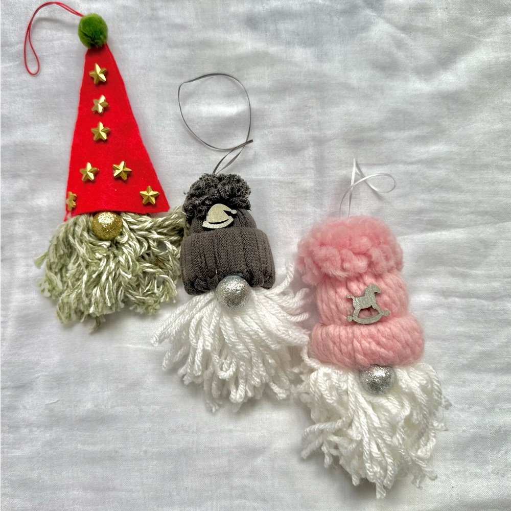3-Pack Christmas Gnome Ornament Set, Rustic Farmhouse Holiday Festive Gift